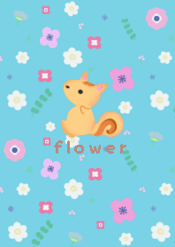 squirrel nordic flower theme lightblue10