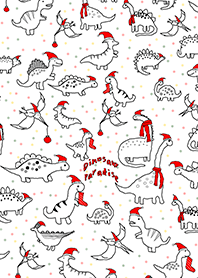 クリスマスの恐竜のパラダイス (白)