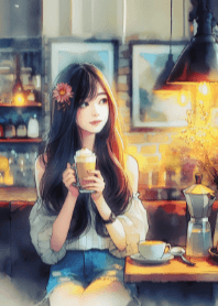 Cute Girl and Coffee V.32