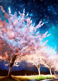 Beautiful night cherry blossoms#1641