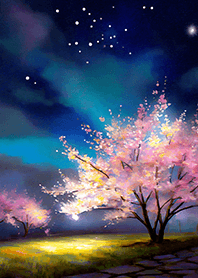 Beautiful night cherry blossoms#1225