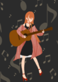 アコースティックギターと女の子。