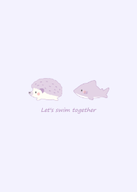 Hedgehog and Shark -purple- pop