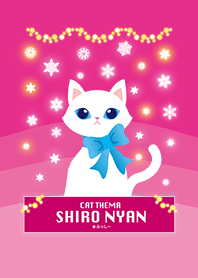 CAT Theme SHIRO NYAN -pink snow night-