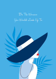 Beautiful woman with a Hat(Water blue)