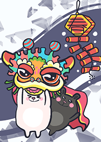 Lion dance bunny-purple blue (Bl3)