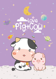 หมูอ้วน&วัวน้อย มินิ กาแล็กซี สีม่วงอ่อน