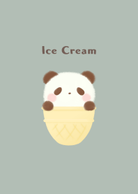 アイスクリーム -パンダ- くすみグリーン