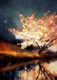 Beautiful night cherry blossoms#1054