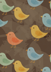 Nordic style birds04 on brown