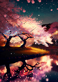 Beautiful night cherry blossoms#2755