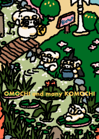 OMOCHI and many KOMOCHI in garden