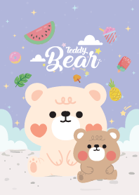 หมีเท็ดดี้น้อย เลิฟๆ สีม่วงอ่อน