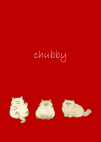 Chubby Cat3 on red & beige
