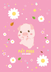 หมูอ้วน ดอกไม้ในฤดูร้อน สีชมพู