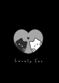 Pair Cats in Heart(line)/gray black