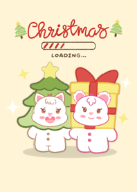 Christmas bear and cat cute