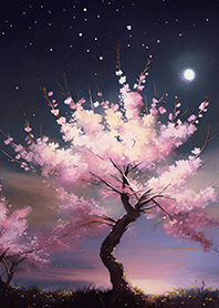 Beautiful night cherry blossoms#1620