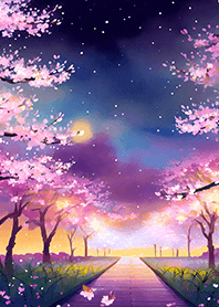 Beautiful night cherry blossoms#2369