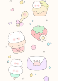 Strawberry Flower White Bear