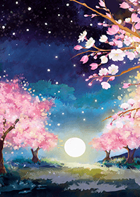 Beautiful night cherry blossoms#622