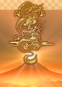 ◆運気上昇◆ゴールドに輝く富士山と龍