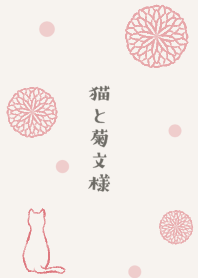Cat and Chrysanthemum pattern 2 -red-