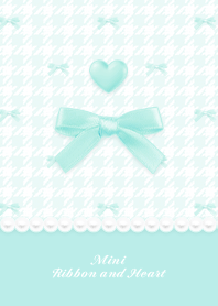 Mini Ribbon & Heart HT  - Ivory Mint