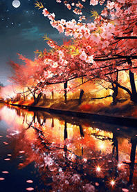 Beautiful night cherry blossoms#1937