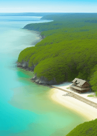 Summer beach, white clouds 9518BB