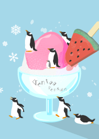 Gentoo penguin with shaved ice