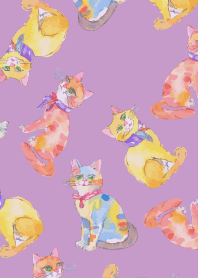 cat playing tricks2 on light purple