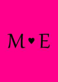 Initial "M & E" Vivid pink & black.