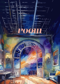 My room is space on pink & blue