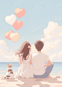 ⭐️คู่รักริมทะเลกับลูกโป่งรูปหัวใจ❤️