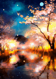 Beautiful night cherry blossoms#1374