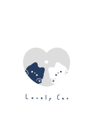 Pair Cats in Heart(NL)|gray navy.