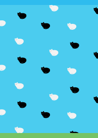 Two tiny cats on blue