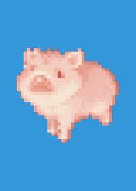 Pig Pixel Art Theme  Blue 02