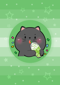 Simple Black Cat Love Green Theme
