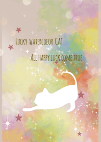 Bordeaux / Watercolor cat brings luck