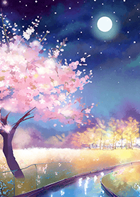 Beautiful night cherry blossoms#836