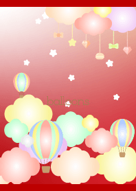 dream cute balloons on red & beige
