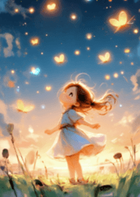 Cute Girl and Glowing Butterflies V.2