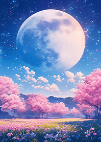 Lucky Peach Blossom, Starry Full Moon-1
