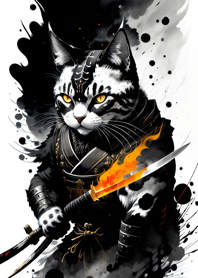 Ink wash cat samurai d87a3d