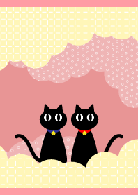 two cute cats on light pink