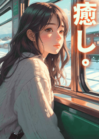 一個人旅行-電車窗戶旁看著風景的女孩5.2