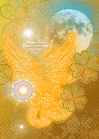 Rising luck dragon and moon