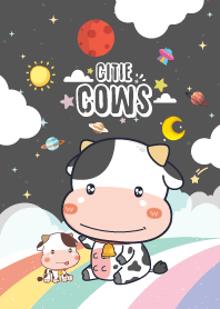 Cows Sky Rainbow Midnight Black
